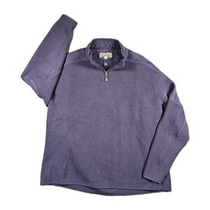 Vintage Duluth Trading Co 100% Cotton Rib Knit 1/4 Zip Sweater XL Made Hong Kong